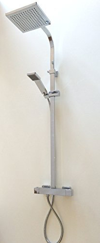 Thermostat Duschsystem, Wellness Dusche Saragossa Thermostat, Messing verchromter Korpus, höhenverstellbar