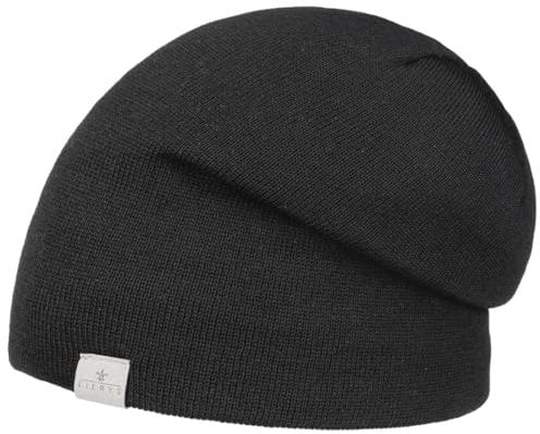 LIERYS Fine Merino Long Beanie Strickmütze Herren Damen Kinder Made in Germany Herbst Winter schwarz One Size