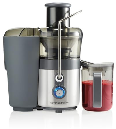 Hamilton Beach 67850 Juicer Machine, Centrifugal Extractor, Big Mouth 3 Feed Chute, Easy Clean, 2-Speeds, BPA Free Pitcher, Plastic, Silver