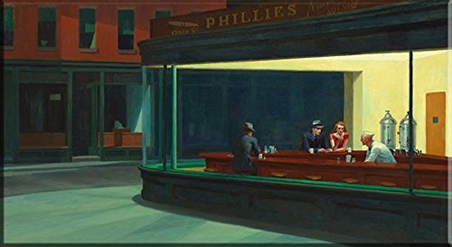 time4art Edward Hopper Nighthawks Nachtschwärmer Print Canvas Bild auf Keilrahmen Leinwand (120x60cm)