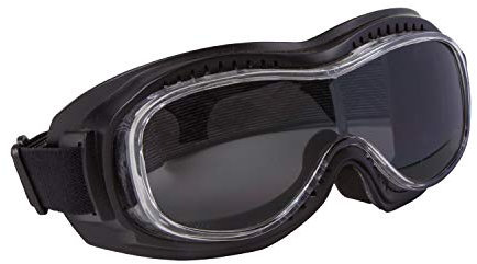 PiWear Motorradbrille Überbrille Schutzbrille Toronto, schwarz mit dunkel getöntem Glas