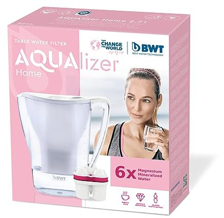 BWT Penguin Electronics - Magnesium-Wasserfilterkrug + Packung mit 6 Filtern, 2,7 L, Weiß