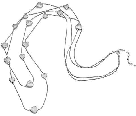 Collana a spillo per donna, Collana con ciondolo a cuore Collana a catena lunga in argento dorato Collana a strati per regali (Gun Black)