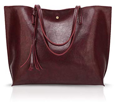 NICOLE&DORIS Damen Tote Tasche Handtasche Schultertasche aus PU-Leder Umhängetaschen Mode große Handtasche Dunkelrot
