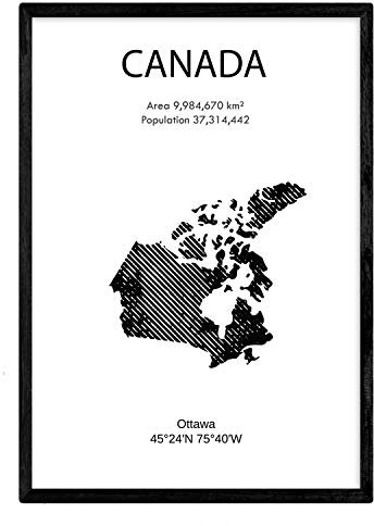 Nacnic Poster von Kanada. Blätter von Ländern und Kontinenten. A3 Größe