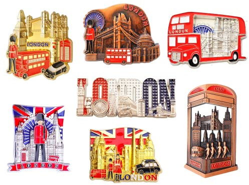 London Famous Icons Design Set of 7 Metal Fridge Magnets