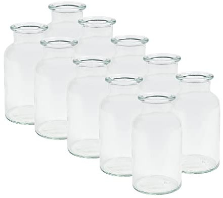 10 Stück Runde Typ 300 Mini Vasen Glasfläschchen kleine Dekoflaschen Flasche Väschen Vase Glasflaschen Blumenvase (10 Stück)