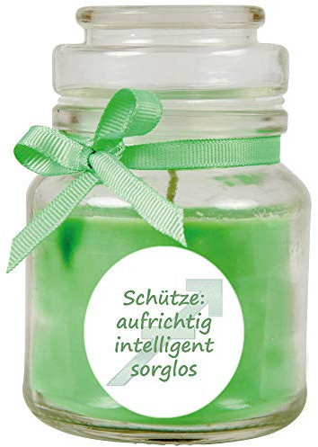 HS Candle Sternzeichen Duftkerze Kokos im Bonbonglas (Schütze) - viele Motive zur Auswahl, 120g - Brenndauer bis zu 30 Std - Sagittarius