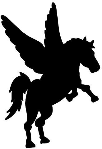 SUIFENG Autoaufkleber 9.7X14.1Cm Coole Vinyl Autoaufkleber Pegasus Winged Horse Tiermuster Karosserie Aufkleber Schwarz/Silber
