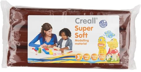 Creall Supersoft Knetmasse Braun, 500g Nachfüllpackung | Superweiche, dauerhafte Modelliermasse | Auf Wachsbasis, trocknet nicht aus | Für Kinder & Erwachsene | Made in Holland