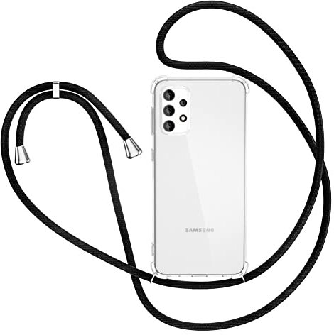 XTCASE Handykette für Samsung Galaxy A52 5G Hülle, Smartphone Necklace Handyhülle für Samsung A52 4G/5G / A52s mit Band Transparent Schutzhülle Stossfest - Schnur mit Case zum Umhängen in Schwarz