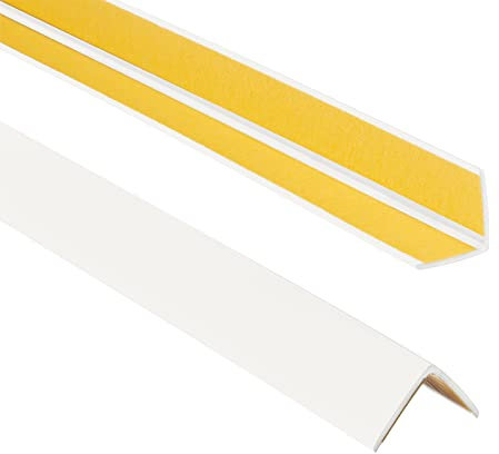 ProfiPVC Cornière PVC 25x25mm, 165cm - Baguette d’angle de protection, profilé d'angle caoutchouc autoadhésif - Protection d'angles et rebords, flexible, facile à installer, Blanc