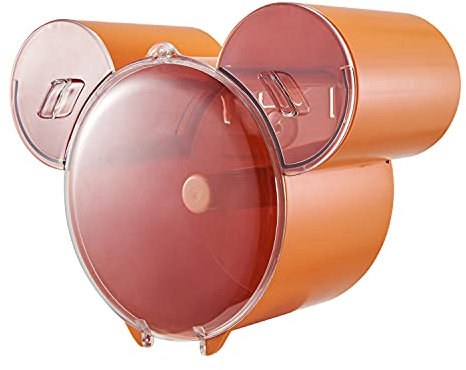 Boodtag Wall Mounted Toilet Roll Dispenser Waterproof Multifunction Storage Box Toilet Roll Holder Tissue Holder for Mini Jumbo Rolls (Orange)
