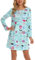 MIA LUCCE Chemise de nuit pour femme avec imprimés mignons, chemise de nuit longue avec col rond, Tasse bleue, XL
