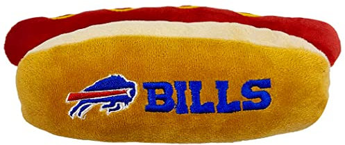 Pets First NFL Buffalo Bills Hot Dog Plüsch Hund & Katze Quietschspielzeug – süßestes Hot-Dog Snack Plüschspielzeug für Hunde & Katzen mit innerem Quietscher & schönem Fußball Team Name/Logo