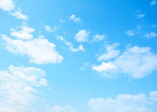 CORFOTO 10x6.5ft Himmel-Hintergrund aus Stoff, Thema Fotografie, hellblauer Himmel, Wolken, sonniger Himmel, Fotohintergrund für Neugeborene, Taufe, Babyparty, Kindergeburtstag, Party-Requisiten