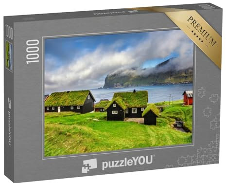 puzzleYOU: Puzzle 1000 Teile „Dorf Mikladalur auf den Färöer Inseln in Dänemark“ – aus der Puzzle-Kollektion Dänemark, Skandinavien