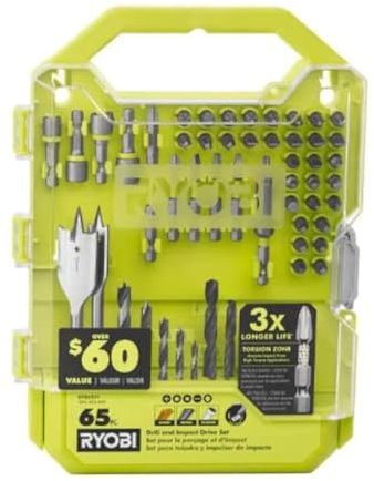 RYOBI Schraubendreher-Bohrer- und Schlagschrauber-Bit-Set, 65-teilig, A986501