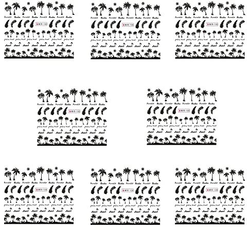 Famboz 8 Pcs Women Fashion 3D Nail Decor DIY Beauty Manicure Nail Stickers Coconut Tree Water Transfer Paper Palm Pattern