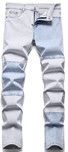 AITITIA Men's Ripped Regular Fit Jeans, 1016 Grey Blue, 40