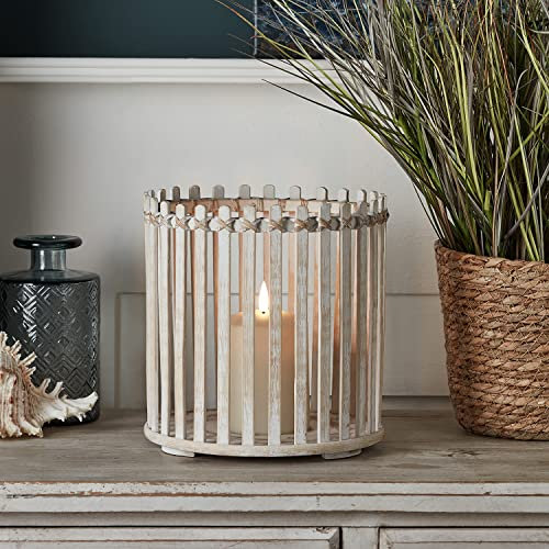 Lights4fun Holz Laterne mit TruGlow® LED Kerze batteriebetrieb Timer 20cm Innen Deko Maritim