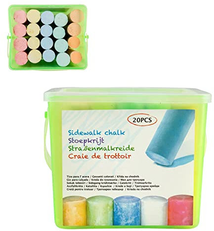 Smart-Planet Straßenmalkreide Vorratsbox 20Stk - bunte Kreide im Eimer für Kinder - Malkreide zum Malen und Spielen im Sommer - Kreideset Geschenkbox