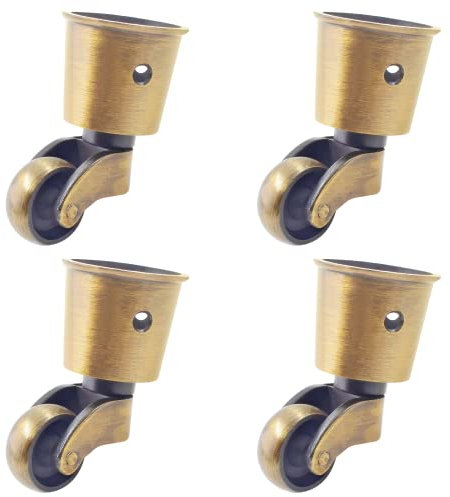 Luomorgo 4 Stück Antike Lenkrollen Möbelrollen Rollen Zinklegierung Drehrollen Runde Tassenrolle für Schrank Klavier Tisch Stuhl