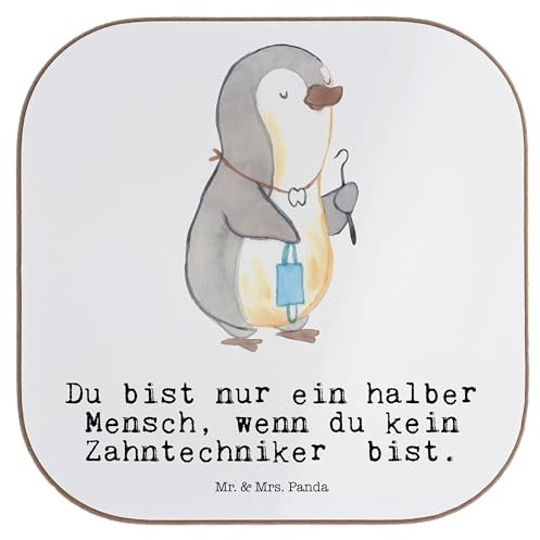 Mr. & Mrs. Panda Untersetzer Zahntechniker Herz - Geschenk, Bierdeckel, Rente, Untersetzer aus Holz, Arbeitskollege, Ausbildung, Glasuntersetzer,