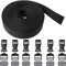 Gurtband Set mit 18 Schnallen, 6 Meter Länge, 25 mm Breite, in Schwarz, Gurt Band aus PET Material, Gurt Riemen Set mit je 6 x 25 mm Steckschnalle, Leiterschnalle, Stegschnalle, Taschengurt DIY Kit