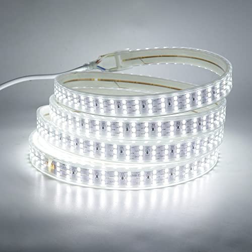 KISUFU Flexible LED Strip Lights 4m, AC 220 V IP67 Waterproof 3014 SMD 276 LEDs/m Rope Light, LED Strip with Mains Plug for Schaltstecker,Kitchen, Stairway, Home, Car, Bar, Christmas,Party Decoration