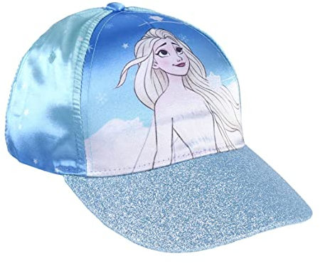 Gorra con Visera Curva de Frozen - Color Azul - Apta de 4 a 8 Años - Con Bordados de la Colección - Gorra para Niños con Velcro Trasero Ajustable - Producto Original Diseñado en España