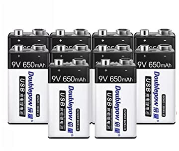 9V battery 6F22 lithium battery rechargeable square laminated universal multimeter guitar wireless microphone nine volts (Size : Eight)
