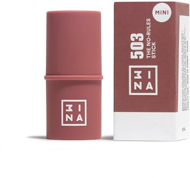 3INA MAKEUP - The No-Rules Stick 503 (mini) - Nude - Blush Stick für Augen Lippen Wangen mit Hyaluronsäure - Cream Blusher für Natürliches und Leuchtendes Finish - Reisegröße - Vegan - Cruelty Free