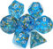 Haxtec DND Würfel Set 7PCS Polyederwürfel für Rollenspiel Würfel Spiele als Dungeons und Drachen-Blaues Goldblatt/Folie Polyederwürfel (Blaue Goldfolie (Plankton))