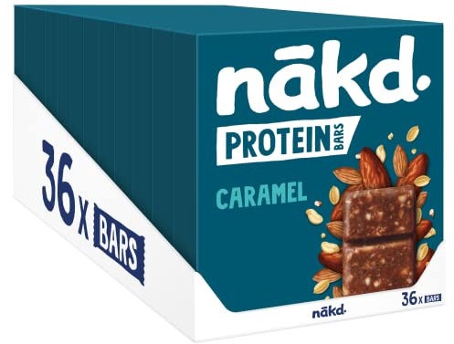 Nakd Caramel Protein Bar - Vegan - Gluten Free - Healthy Snack, 45g (Pack of 36 bars)