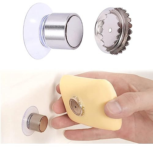 Wandmontage Magnetisch Seifenhalter,Seifenhalter Edelstahl mit Saugnapf,Seifenhalter Ohne Bohren hält bist 200g, Seifenhalterung für Waschbecken Dusche Küche und Bad,1 Stück