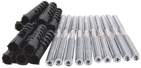 Sanitop-Wingenroth Lot de 10 vis à double filetage avec chevilles 10 mm, M8 x 80 mm, acier galvanisé 104500