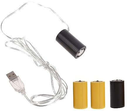 Angelluck LR14 C Éliminateur de Batterie USB 4,5 V et 3 V, Kit de Fausses Piles pour Horloge Jouet Bande LED Lumineuse Adaptateur d'alimentation de Batterie (1)