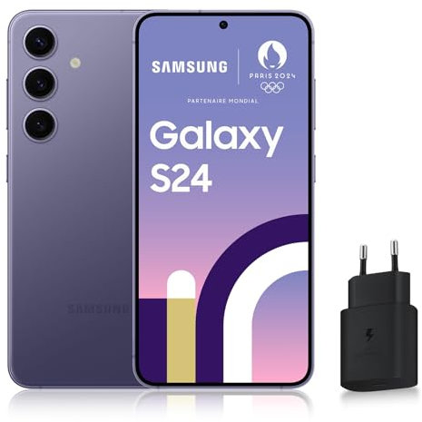 Samsung Galaxy S24, Smartphone Android 5G, 128 Go, Chargeur Secteur Rapide 25W Inclus [Exclusivité Amazon], Smartphone déverrouillé, Indigo, Version FR