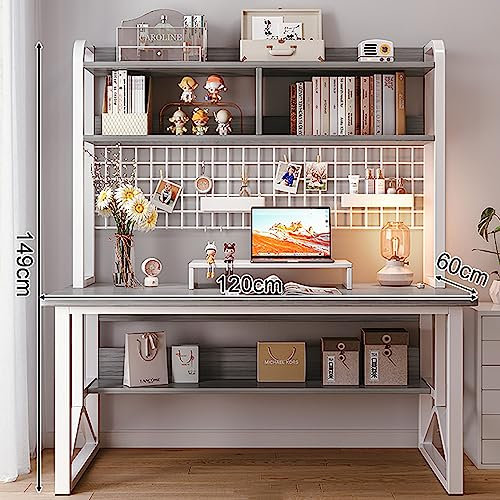 Computertisch mit Stall und Display Grid Regal – Moderner Schreibtisch Tisch Workstation für Home Office, Study PC Tisch mit Ablagen
