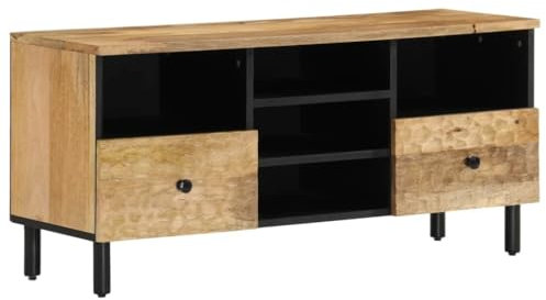 vidaXL TV Schrank, Fernsehschrank mit viel Stauraum, Fernsehtisch mit Eisenbeinen, TV Möbel HiFi Schrank Lowboard Fernseher Wohnzimmer, Massivholz Mango