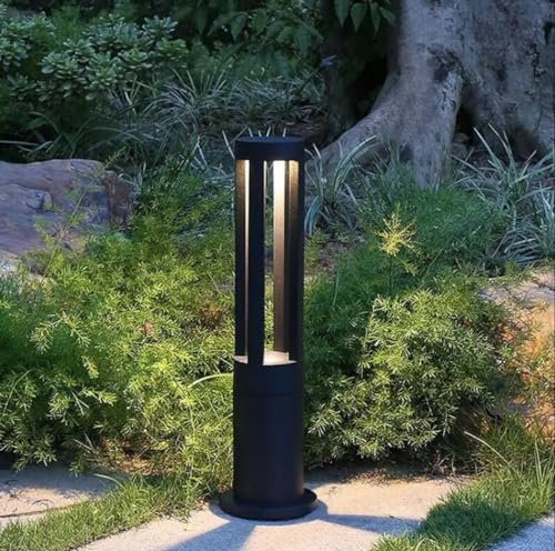 Lampione LED palo da giardino 15W decorazione luminosa 1500 lumen per viali sentieri nero a luce calda impermeabile IP65 lampioncino moderno casa ristorante hotel esterni negozi (60 CM ALTEZZA)
