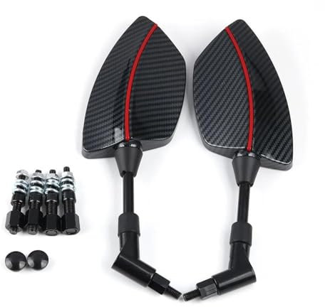 DZSGJNOF Motorrad Spiegel Rückspiegel Carbon Fiber Muster Motorrad Seite Spiegel Für Für Shiver 750 900 Für Dorsoduro 750 Für Specs 900 Spiegel Set Links & RECHTS(Rot)