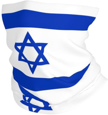 Multifunktionales Sport-Kopftuch. Kann als Schal, Maske, Piratenhut, Halstuch, Haarband, Stirnband mit israelischer Flagge verwendet werden, weiß, Einheitsgröße