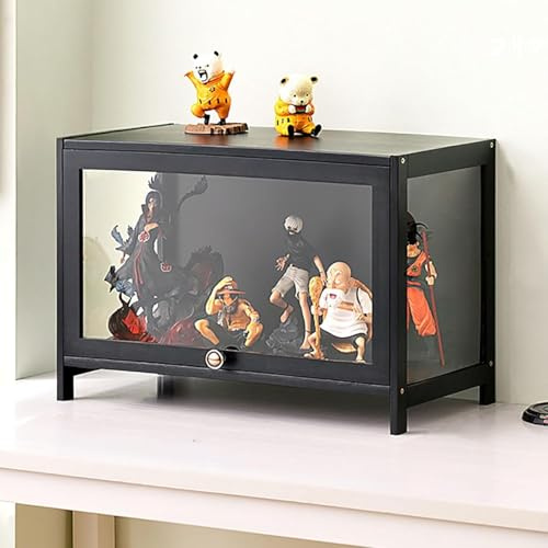 uofgcru Vitrine für Sammlerstücke, Holzvitrine, Acryl-Vitrine, multifunktionale staubdichte Acryl-Vitrine, durchsichtige Vitrine für Wohnzimmer und Büro mehrere Größen-Black(80×32×40cm)