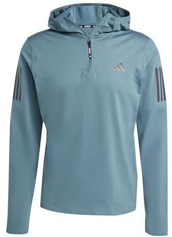 adidas Herren Own the Run Winterized Hooded Half-Zip, Preloved Teal, M