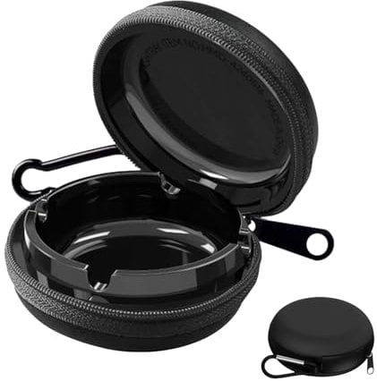 Taschenaschenbecher - Tragbarer Metall-Aschenbecher Mit Schlüsselring, Geruchssicher (Schwarz)