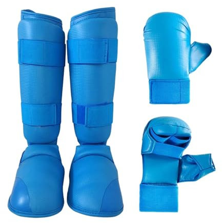 Amagogo Taekwondo-Sparring-Ausrüstungsset, Karate-Handschuhe, professionelles Training, Ausrüstung, Schlagpratzen, Schlaghandschuhe, Boxausrüstung für, Blau, Xs