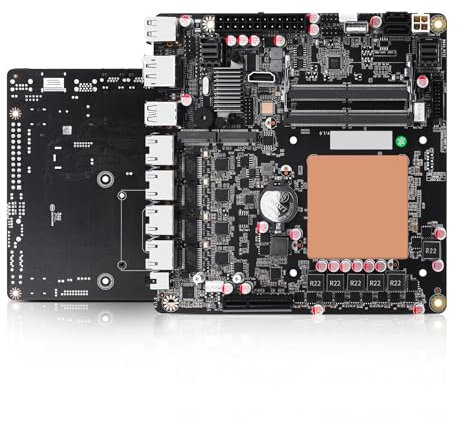 AIOPCWA NAS Mainboard 6 Bay, 6x M.2 NVMe Mini ITX Motherboard Core i5 12450H, DDR5 16GB RAM 128GB SSD Computer Motherboards with PCIe4.0 x4, 4 Port i226-V 2.5GbE LAN, USB3.2, HD+DP