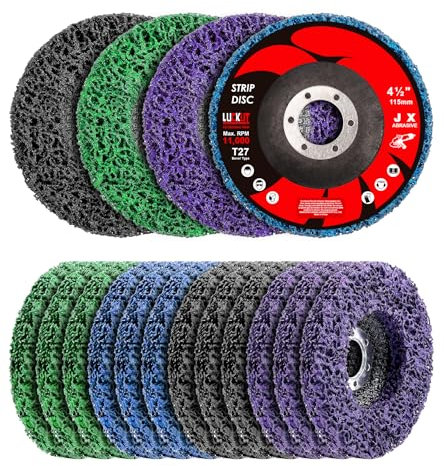 Abisolierscheiben für Winkelschleifer, 11,4 x 2,2 cm, 12 Stück, verschiedene Oberflächen, Rost- und Farbentfernungsräder für Metall und Holz